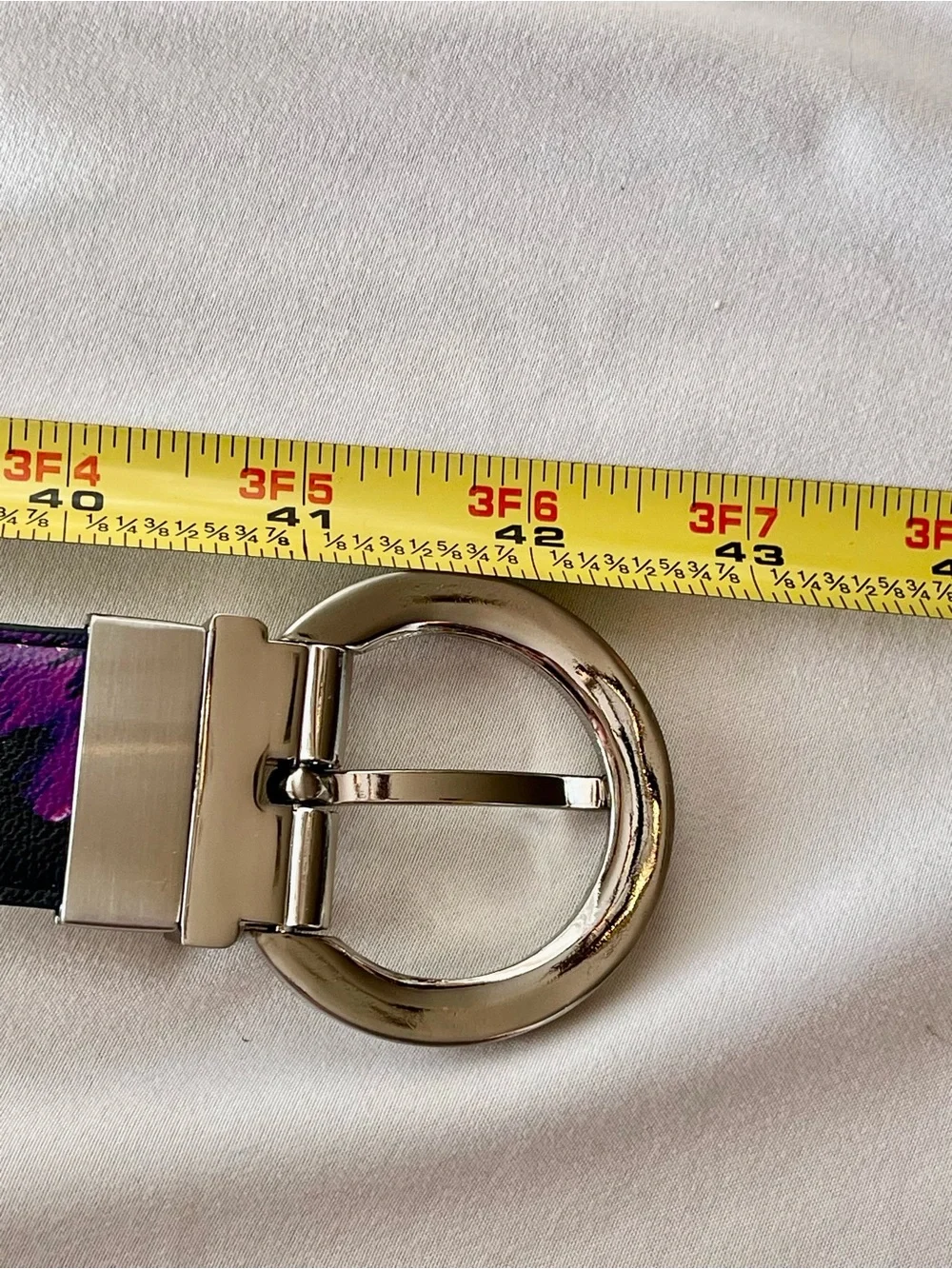 Reversible Black Floral Butterfly Women's Belt with Silver Round Buckle